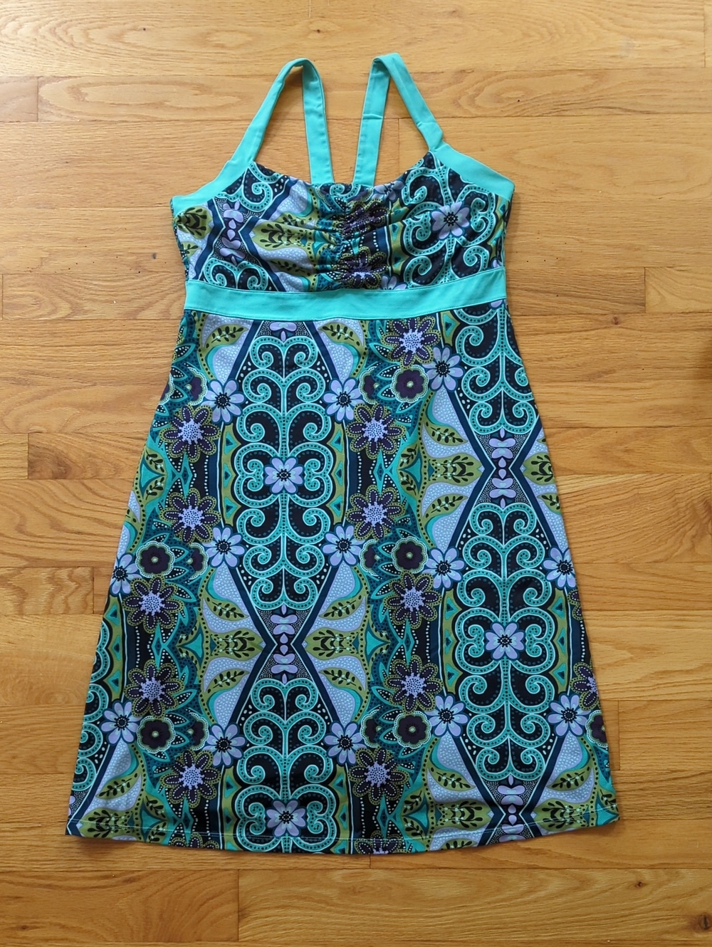 Prana Teal and Green Patterned Sundress